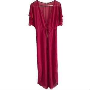Shein Women's Burgundy Maxi Sheer Swimsuit Coverup Size L